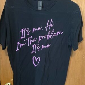 Black T-Shirt with Pink Text Taylor Swift